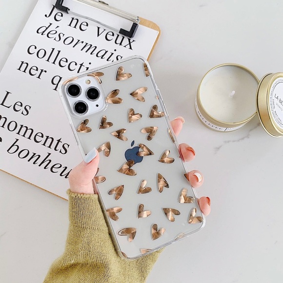 Gold Heart Love Clear Electroplate iPhone Case - Picture 2 of 4